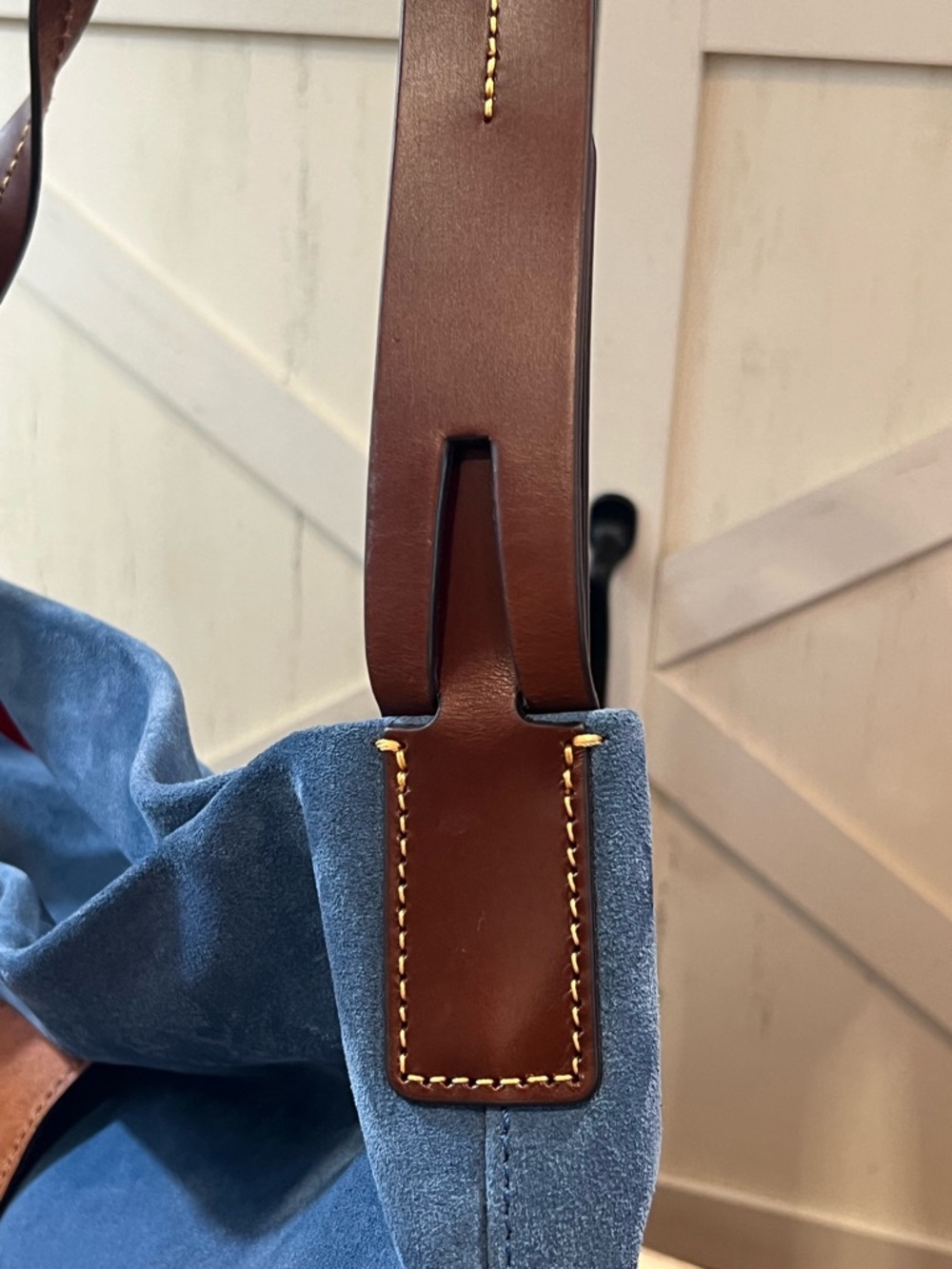 Dooney & Bourke Blue Suede Slouchy Hobo Shoulder Bag Leather Accents - Picture 13 of 13